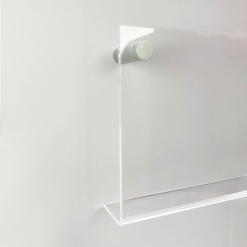 L-shaped acrylic shelf